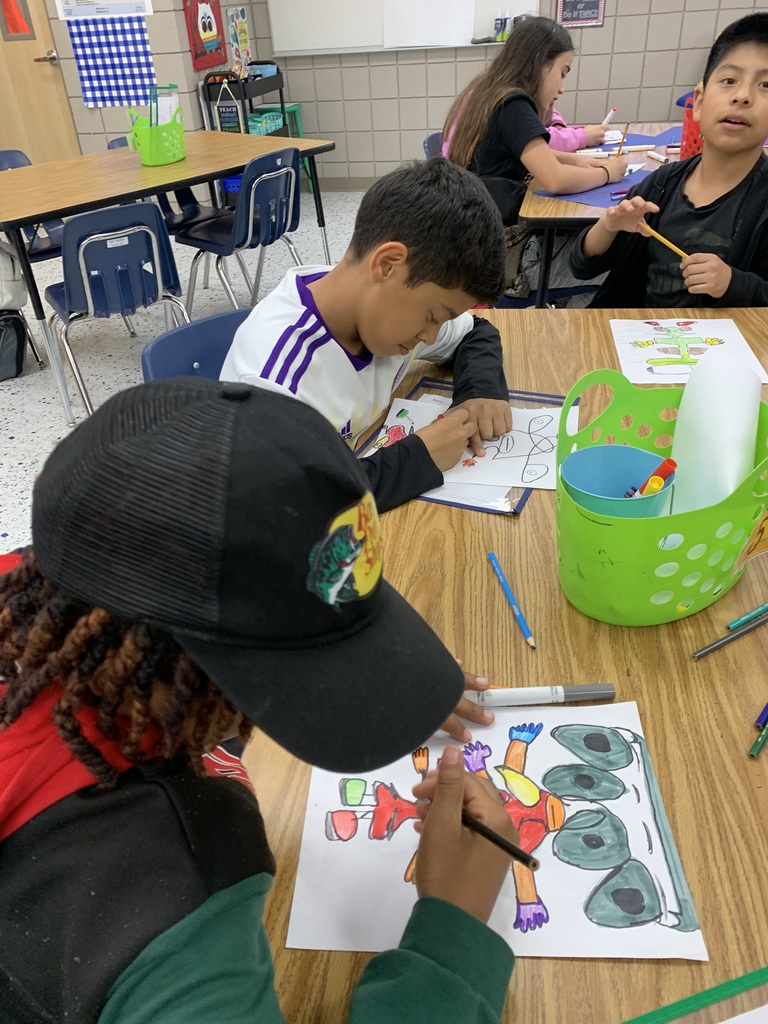 Students in Mrs. Mosley’s ELA classes enjoyed writing their names in cursive to create their Cursive Name Creatures. Can you find their lines of symmetry?