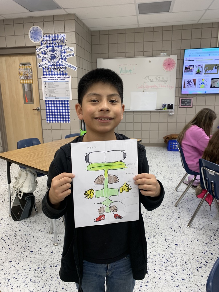 Students in Mrs. Mosley’s ELA classes enjoyed writing their names in cursive to create their Cursive Name Creatures. Can you find their lines of symmetry?