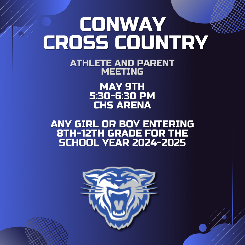 There will be an Athlete/Parent Meeting on May 9th from 5:30-6:30 in the Buzz Bolding Arena.  This is for anyone going into 8th-12th grade who is interested in running cross country next year. 