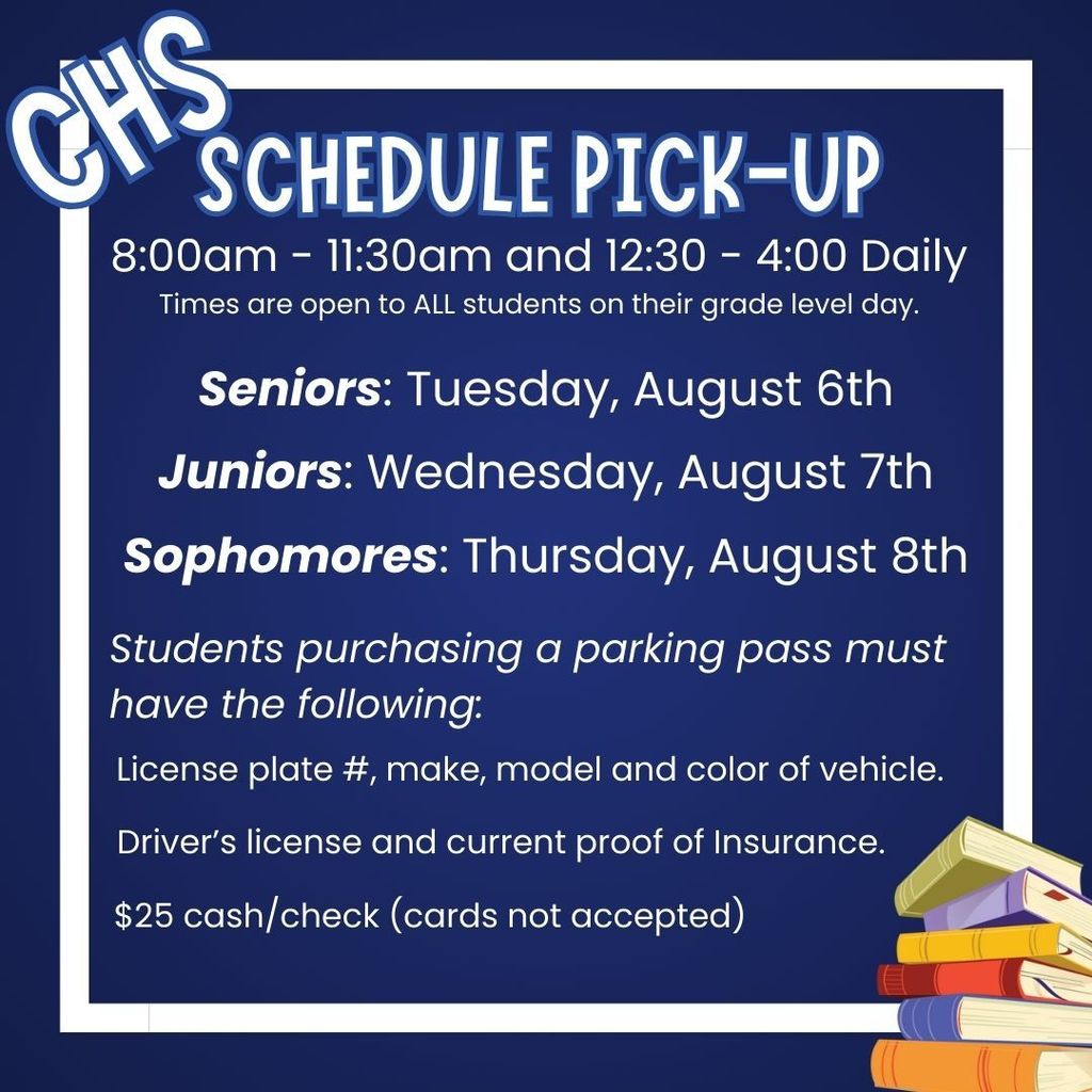 CHS Schedule Pick Up. Same information is in the post caption.
