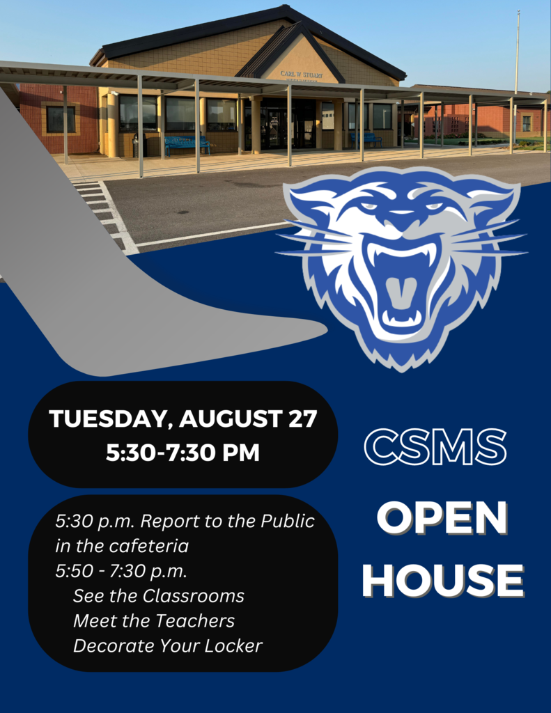 CSMS Open House August 27, 5:30-7:30 pm