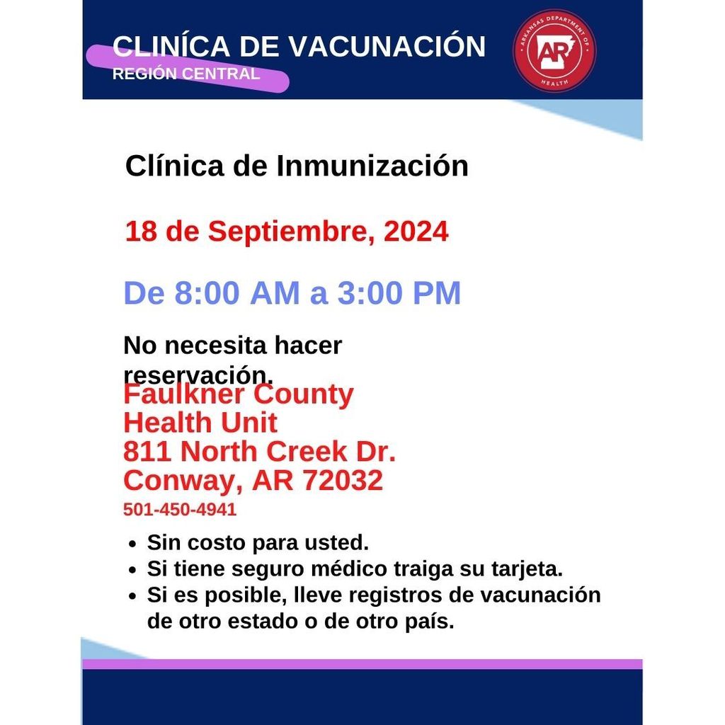 Information about an upcoming immunization clinic
