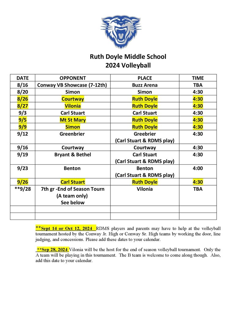 volleyball schedule