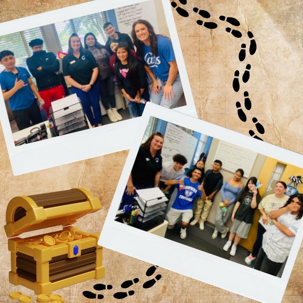 Students meeting with Dr. Worley after successfully completing the scavenger hunt