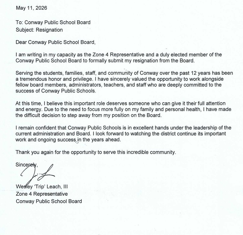 Trip Leach Resignation Letter