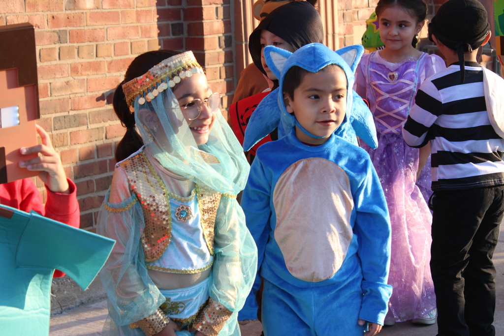 two girls in Halloween costumes