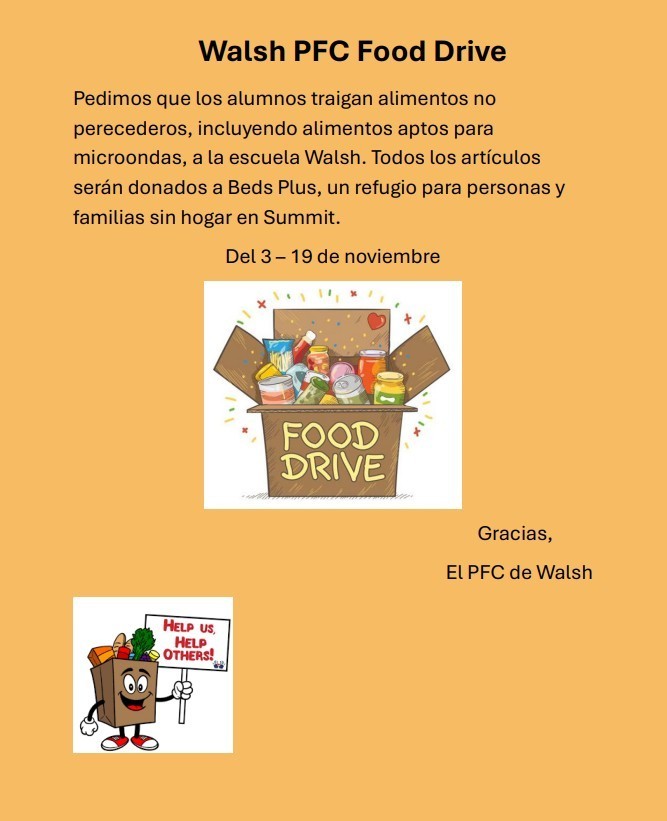walsh food drive flyer - spanish