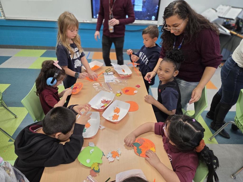 students doing crafts in in classroom