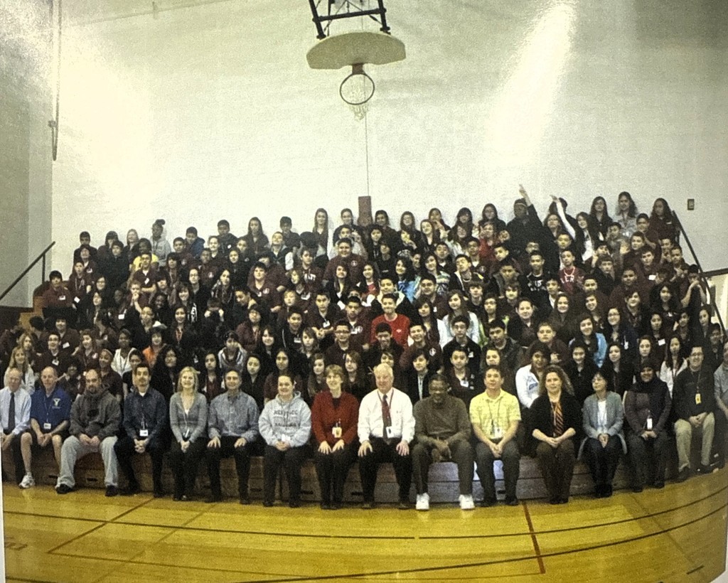 throwback picture 2012 of staff and students at HMS