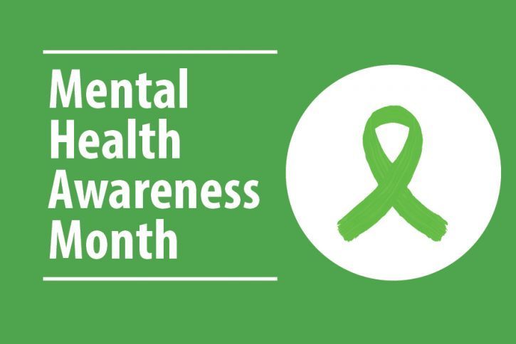 Green Mental Health Awareness Month with green ribbon