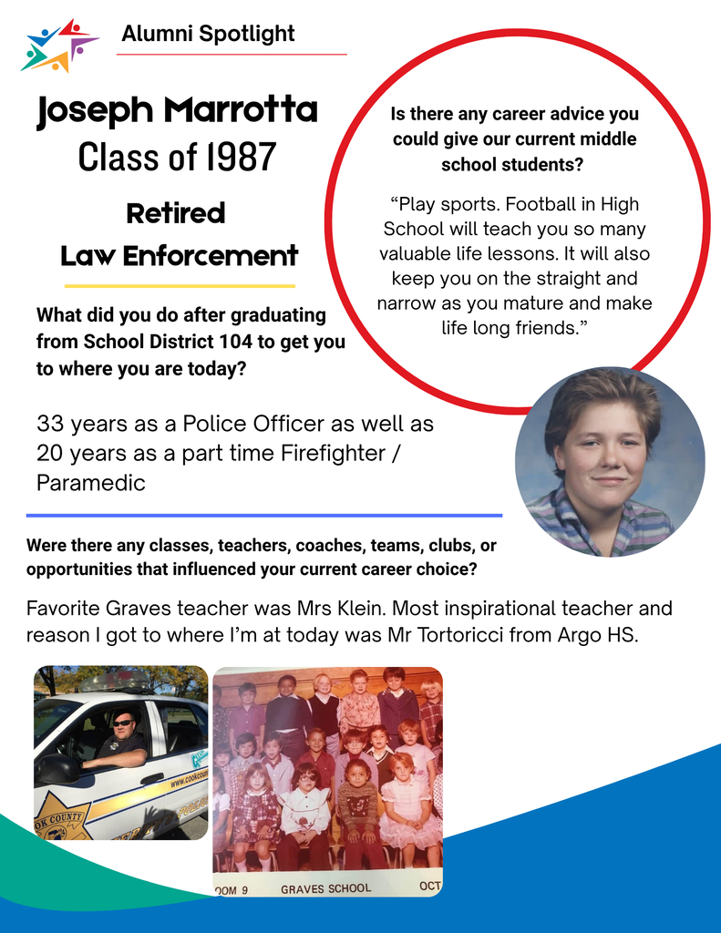 Alumni Spotlight: Joseph Marrotta, Class of 1987, retired law enforcement officer, shares career advice, portrait, and school photos.