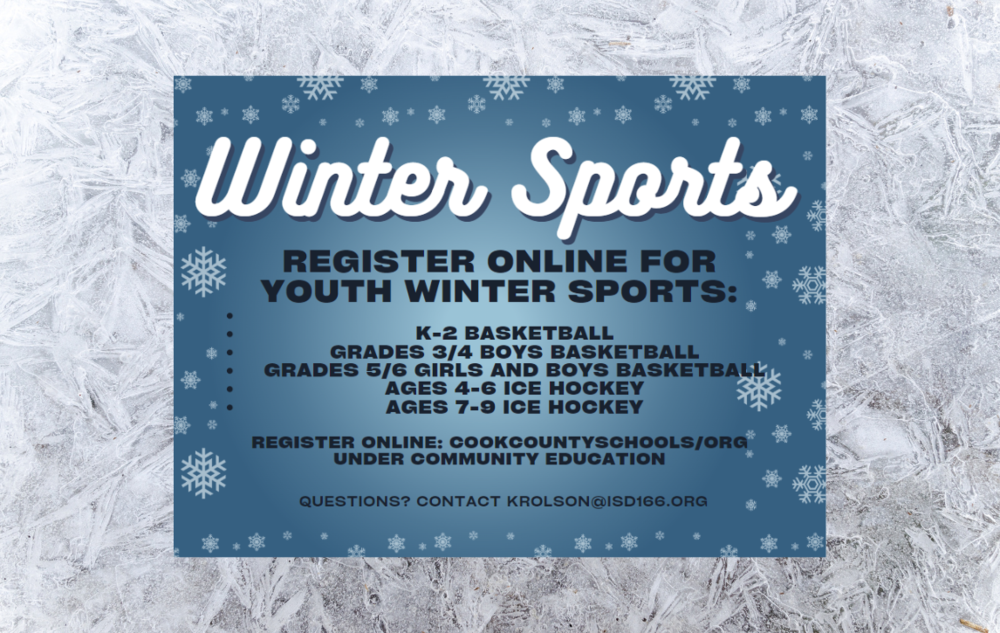 Register today for Youth Winter Sports Cook County Community Education