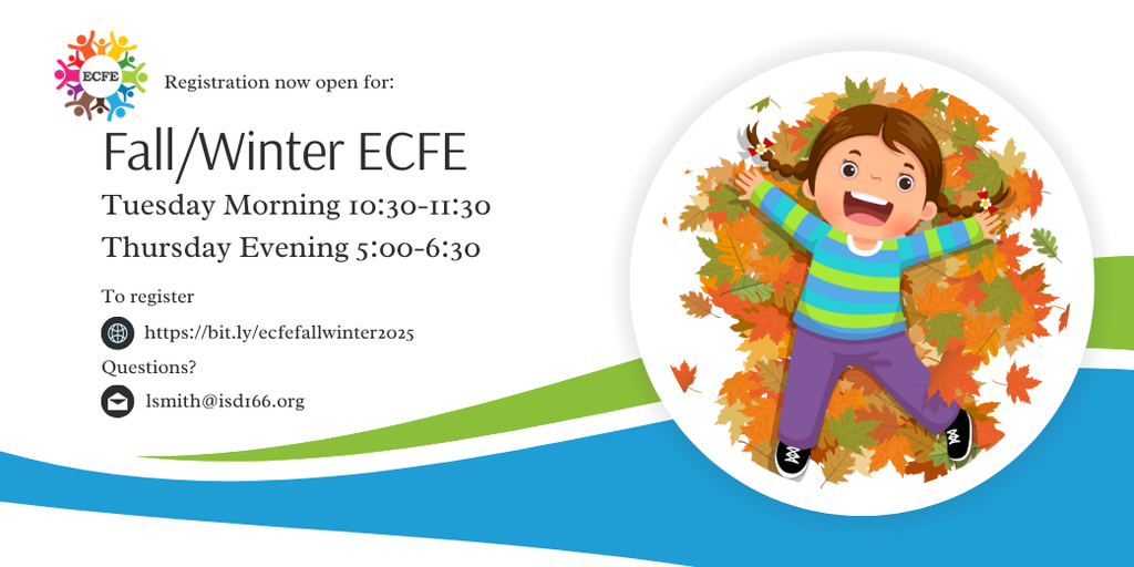 Fall/Winter ECFE registration is now open. Sign up today.