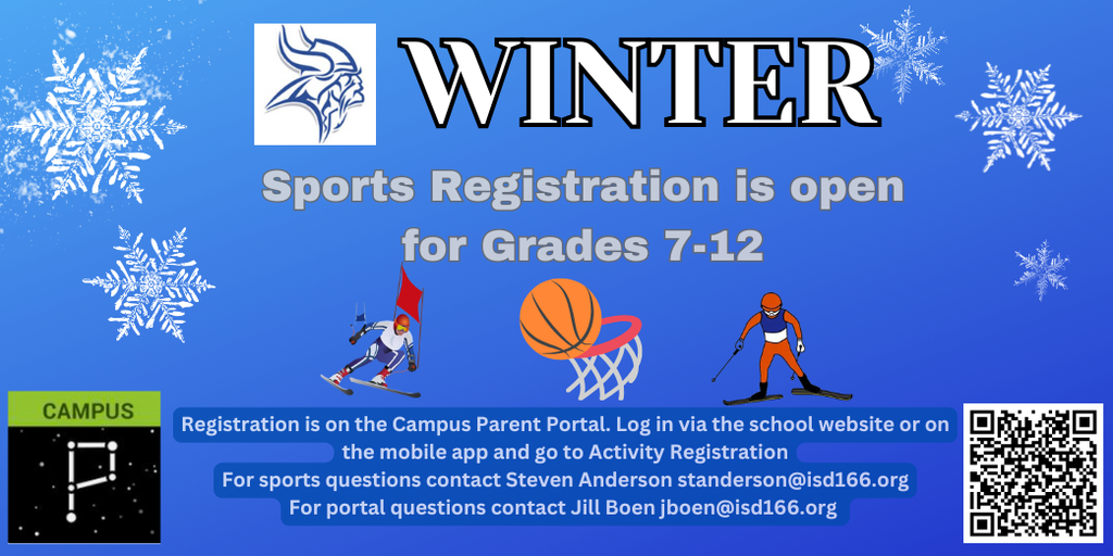 Winter Sports Registration is open for grades 7-12