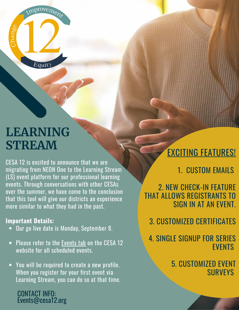 Learning Stream is live for professional learning event registration.