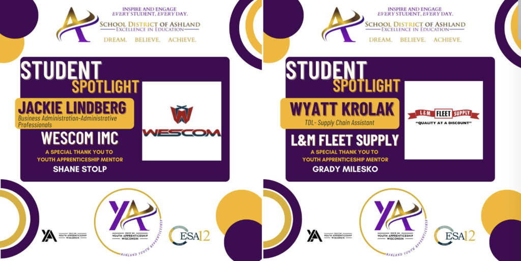 student spotlignt jackie lindberg and wyatt Krolak