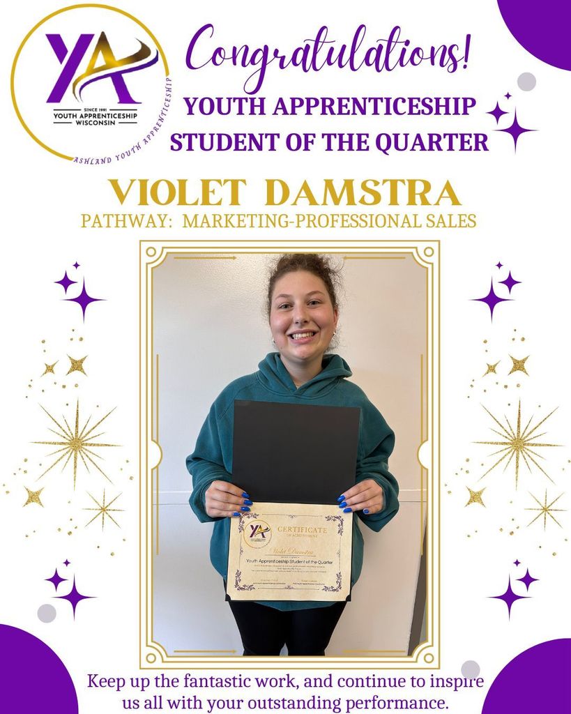 YA Student of the quarter Violet Damstra