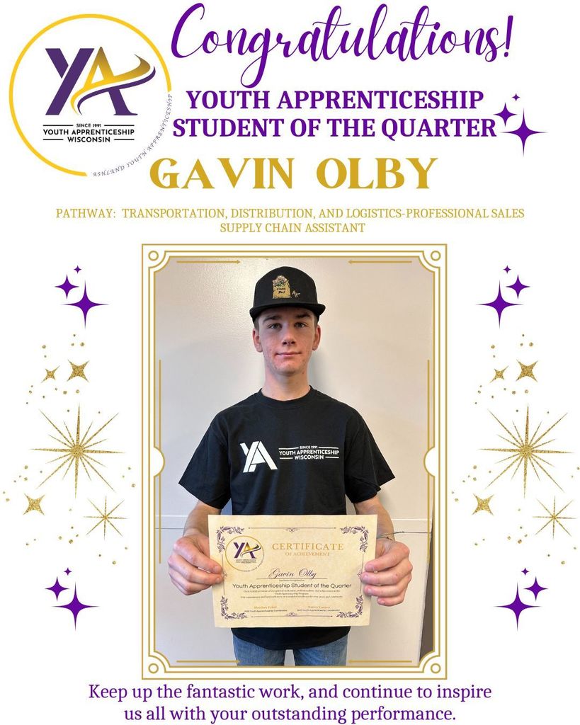 YA student of the quarter Gavin Olby