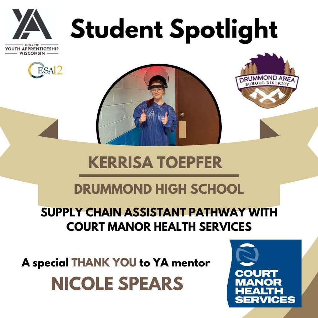 Kerrisa Toepfer, Drummond high school and Court Manor Health Services