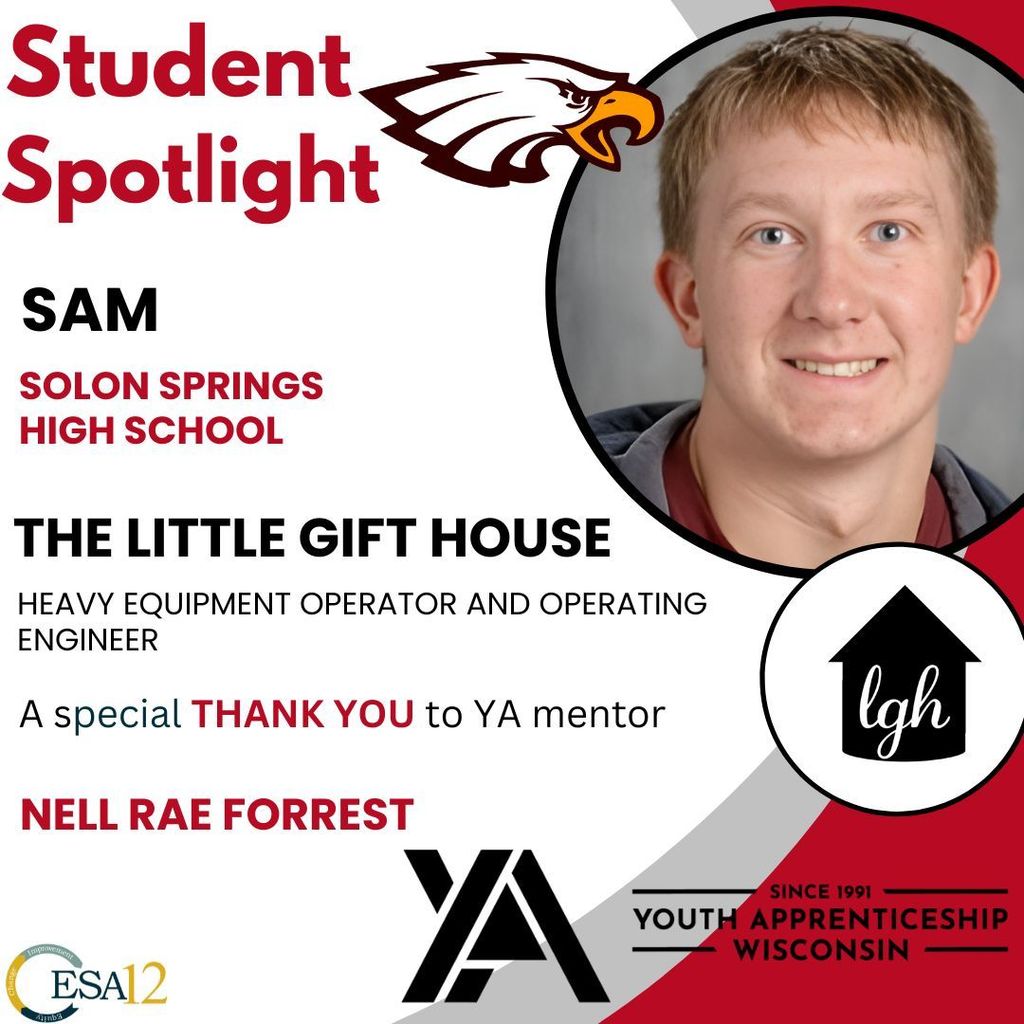 Sam, Solon Springs high schoo, and the. little gift house