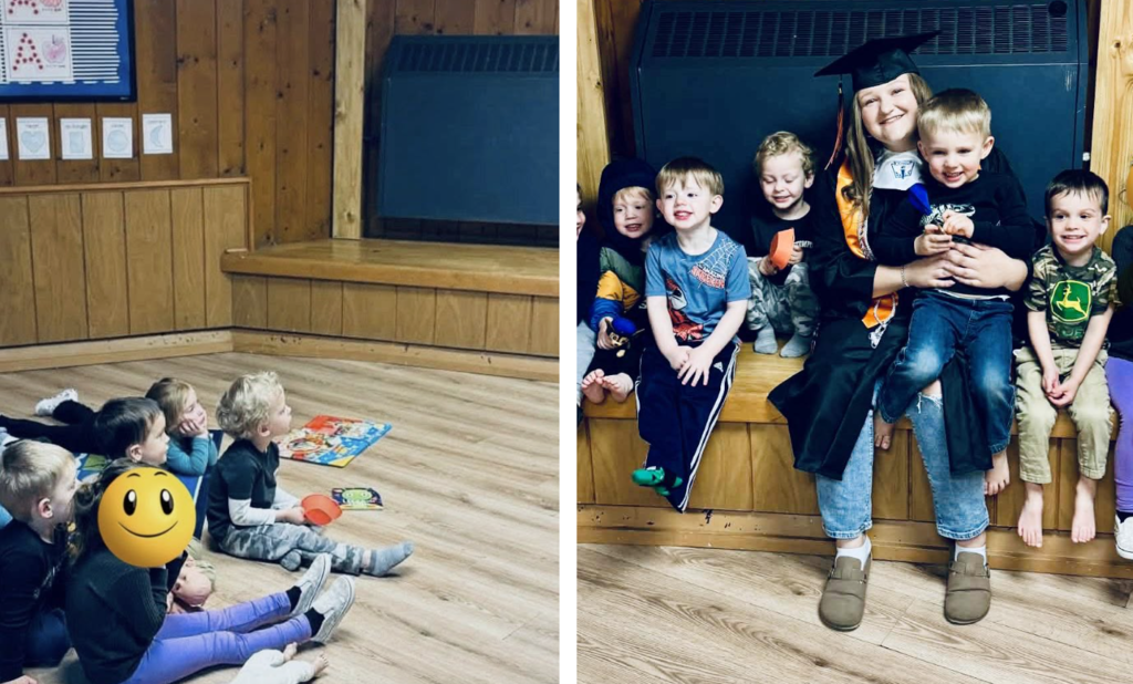 kids with teacher