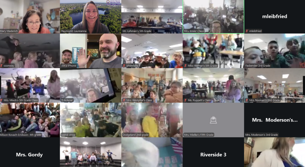Zoom shot with classrooms of students