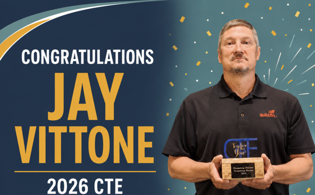 Congratulations Jay Vittone 2026 CTE teacher of the year