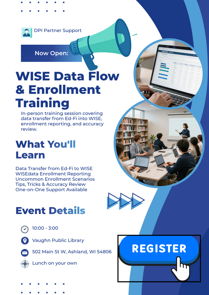 Join our DPI consultant Britt Mueller to ensure your LEA's data flow and enrollment is flowing correctly! Sign up here: https://tinyurl.com/4wh6sj6x