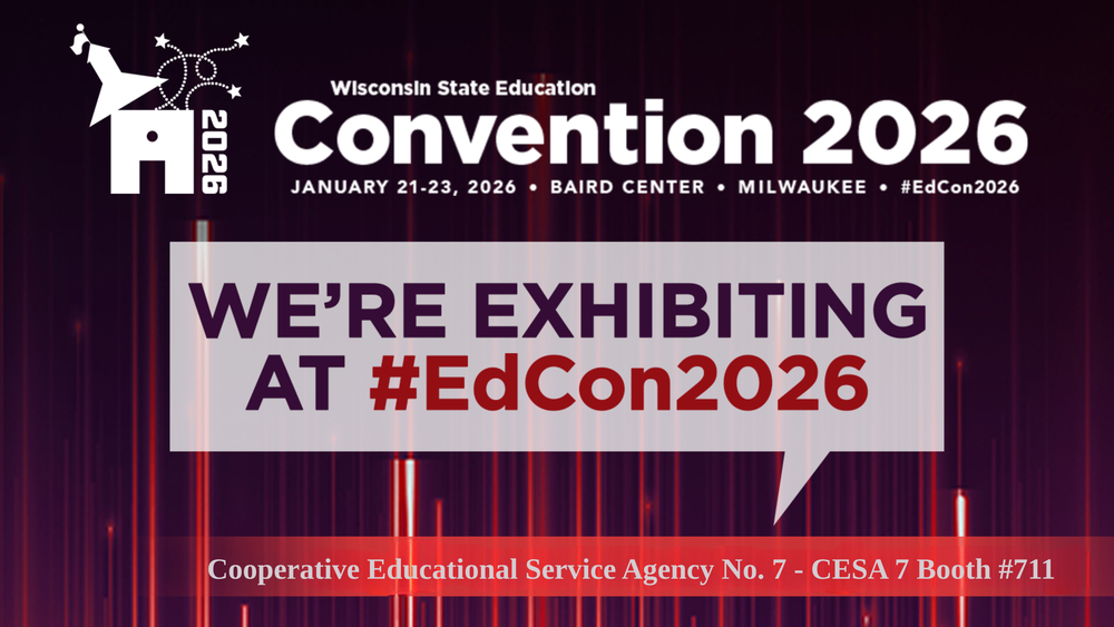 Stage curtains with 2026 Wisconsin State Education Convention Logo #EdCon2026