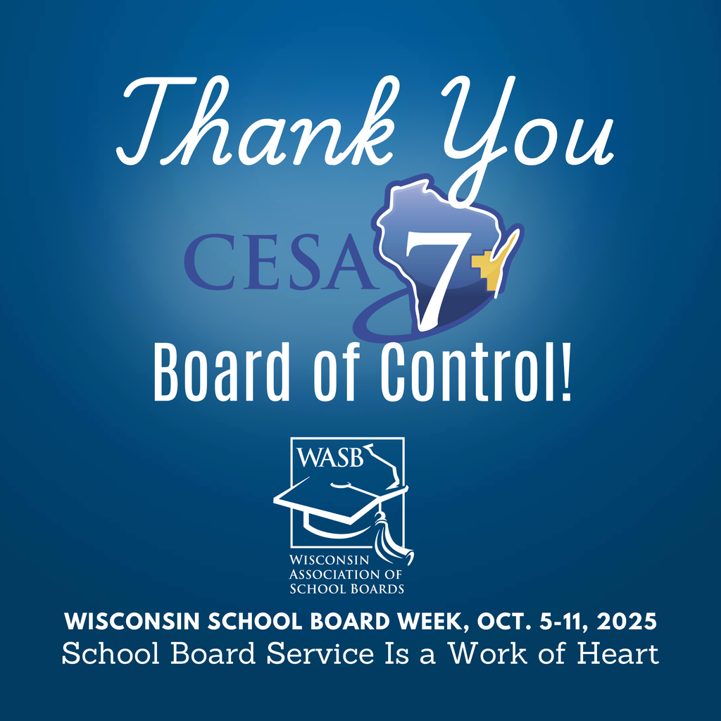 Blue square with WASB and CESA 7 logos