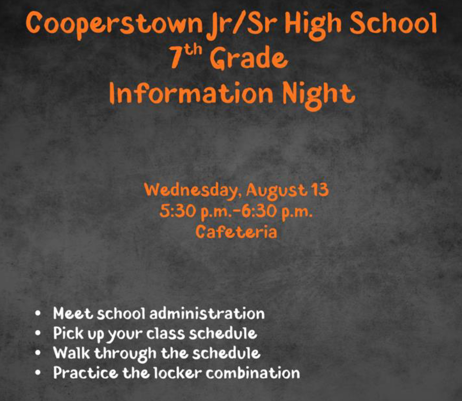 7th grade information night flyer
