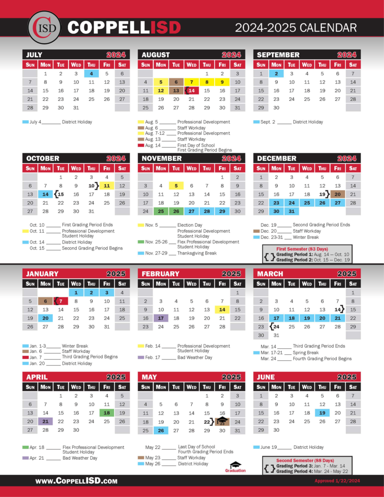 Trustees Approve 2024-2025 and 2025-2026 CISD Calendars | Coppell ISD