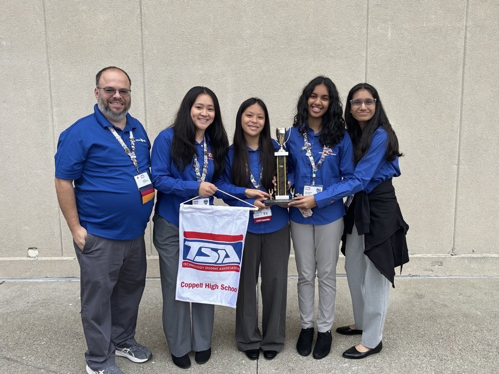 Photo of TSA students and teacher adviser