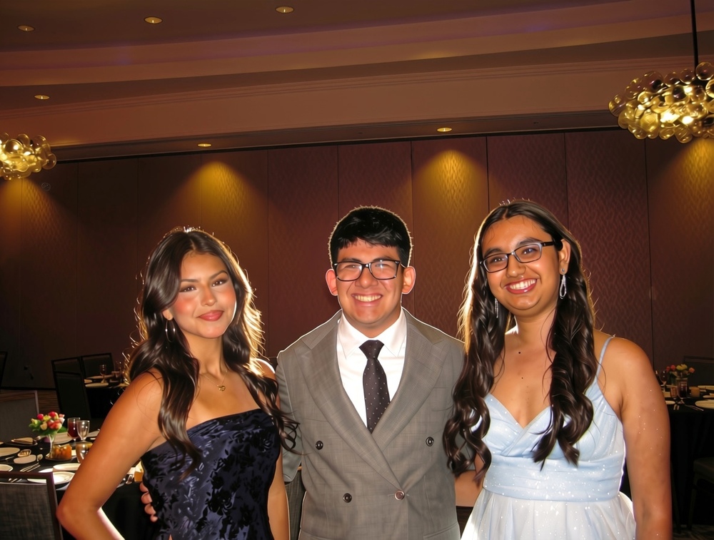 Photo of 2025-2026 KCBY Program Directors, from left, Hemi Riojas, Aaron Montes and Anoushka Sharma.