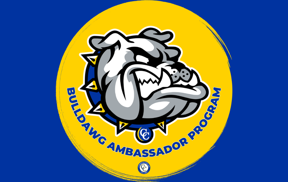 Graphic with CCISD logo, Bulldawg logo. Bulldawg Ambassador program
