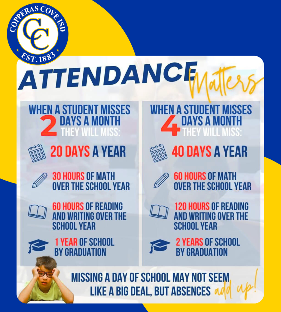 Attendance flyer with ccisd logo attached.  information outlined in text below