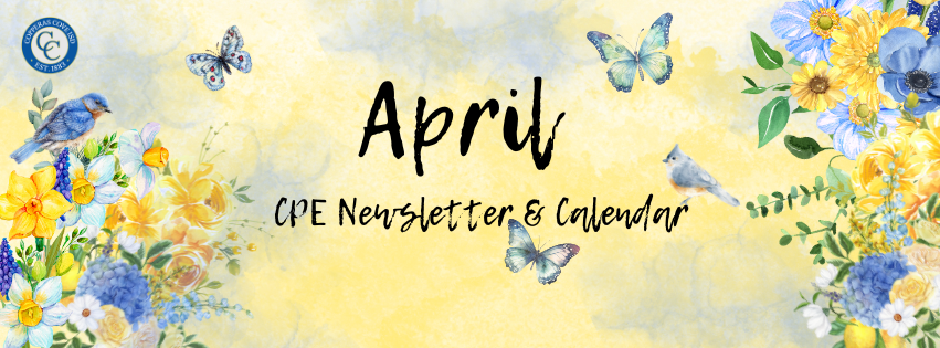 CCISD Logo, Butterflies, Birds, Yellow, blue and white flowers with yellow and blue cloudy background