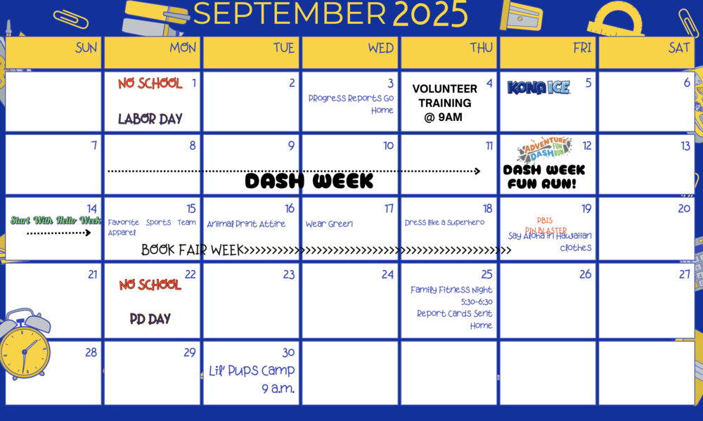 September 2025 calendar with CCISD logo