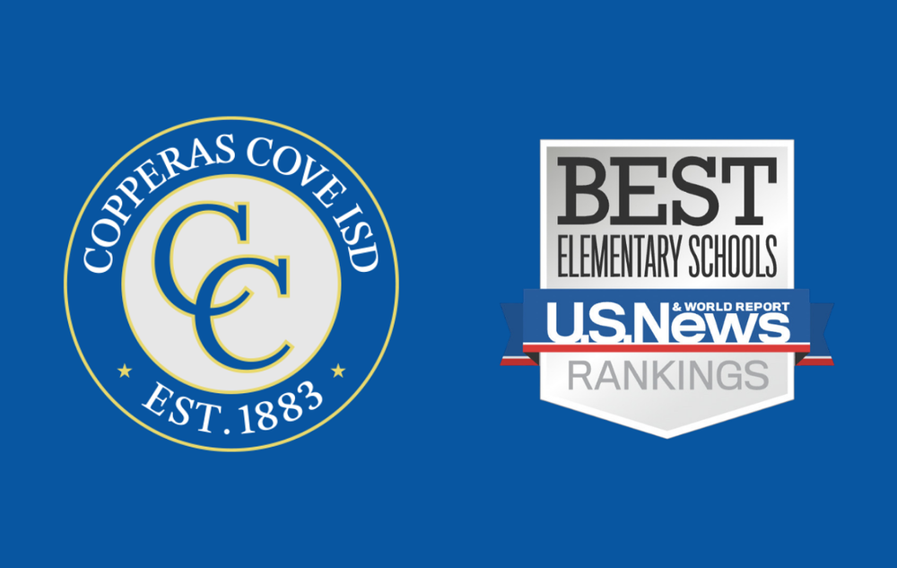 Graphic with CCISD logo and US News & World Report Best Elementary Schools Rankings emblem