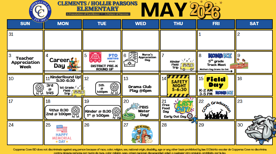 Image of calendar, details in text in post