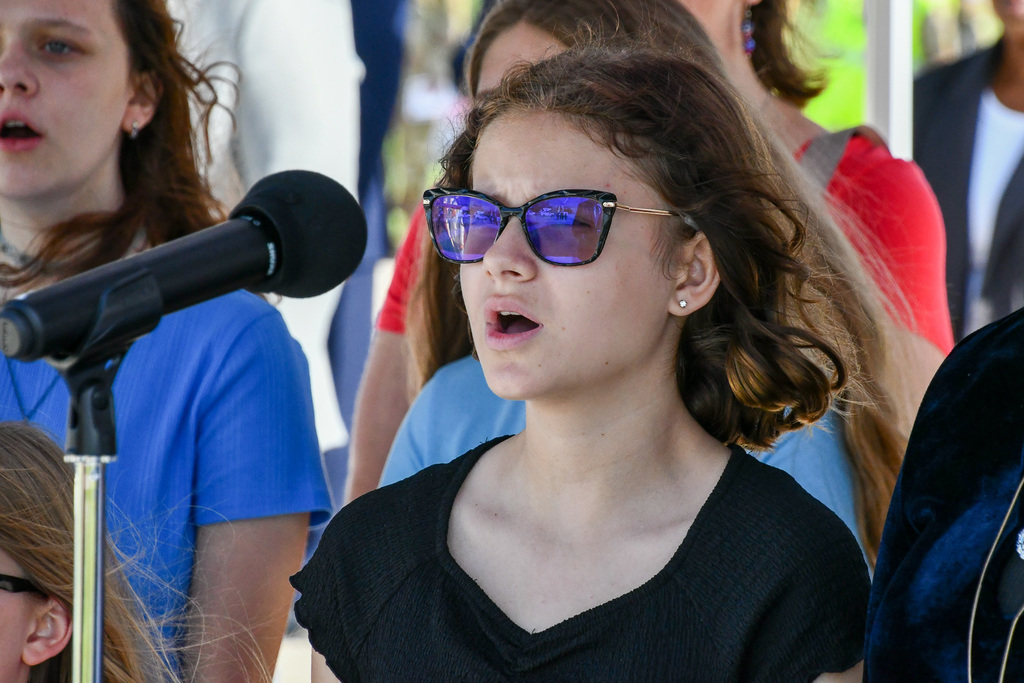 Choir student performing