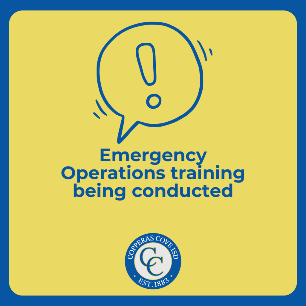 Graphic with CCISD logo. Emergency Operations training being conducted