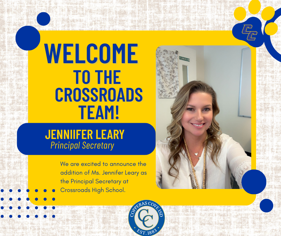 Welcome flyer with ccisd logo and picture of Ms. Jennifer Leary