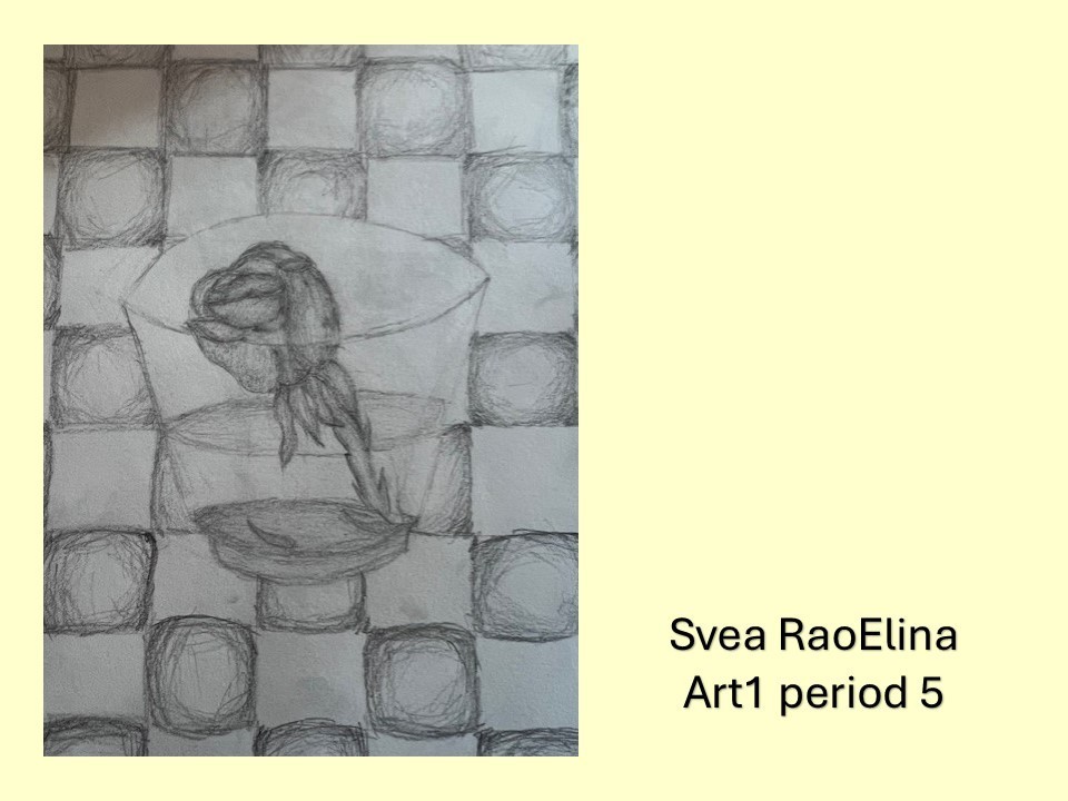 drawing of rose in a glass