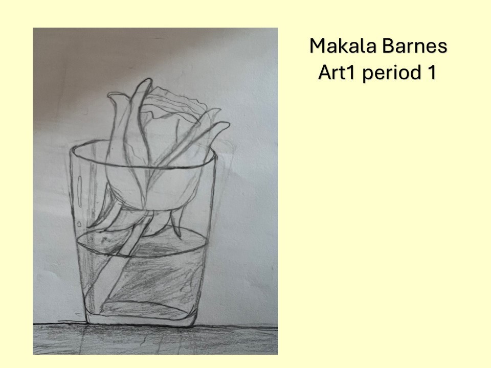 drawing of rose in a glass