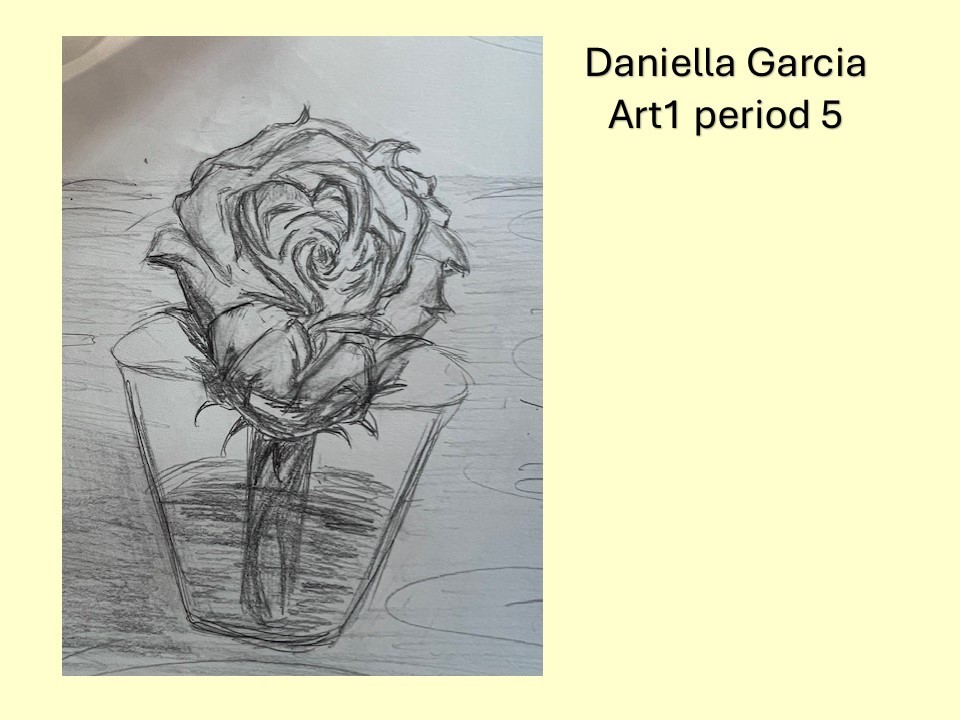 drawing of rose in a glass