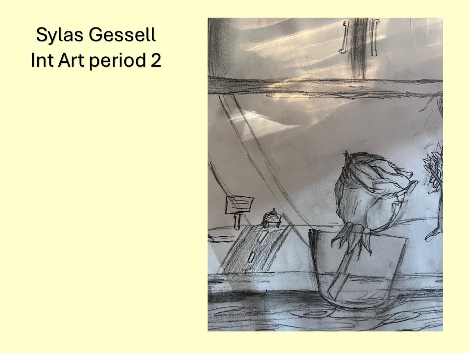 drawing of rose in a glass