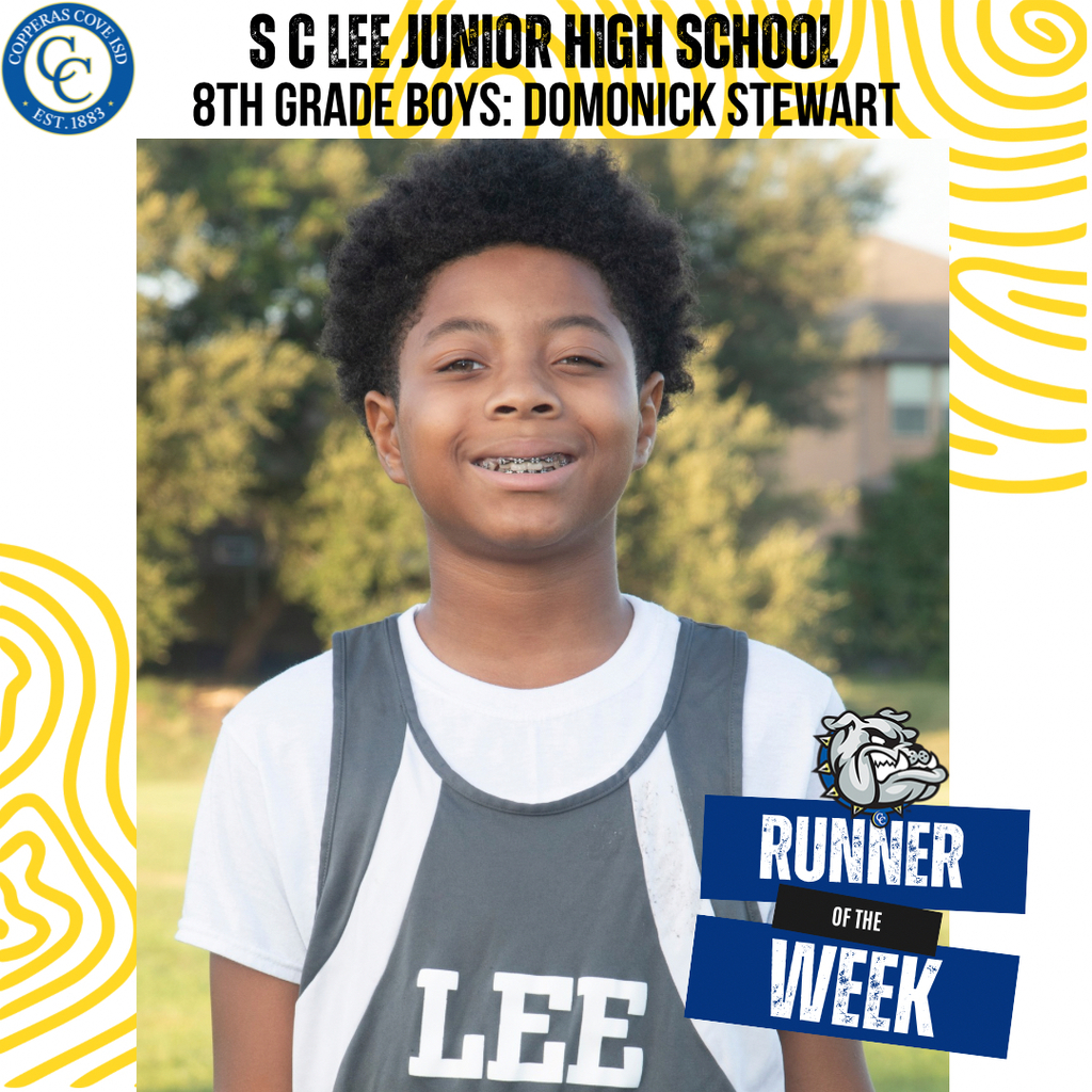 8th grade boy runner of the week domonick stewart