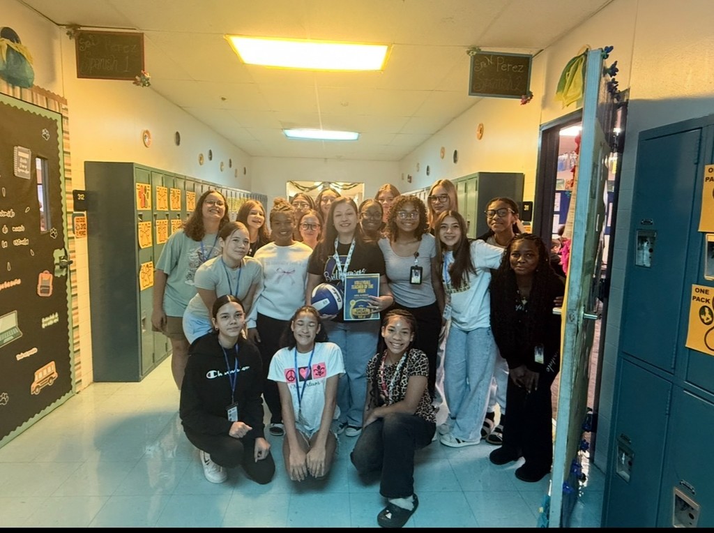 Nellie Perez with the volleyball girls