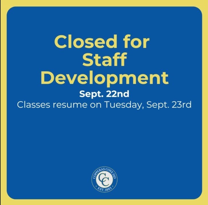 Graphic with Copperas Cove ISD seal. Text in message body.